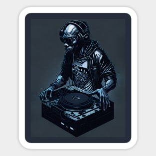 DJ at Retro Stand Sticker